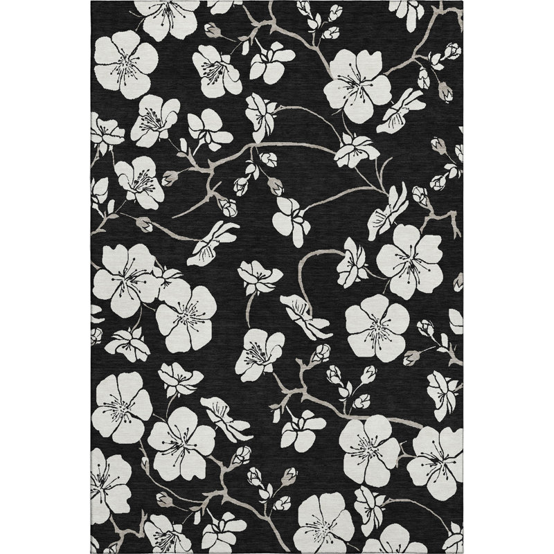 Tapis floral de qualité supérieure lavable à la machine Diskin AMF1032, Rectangle 2 pi 6 po x 3 pi 10 po