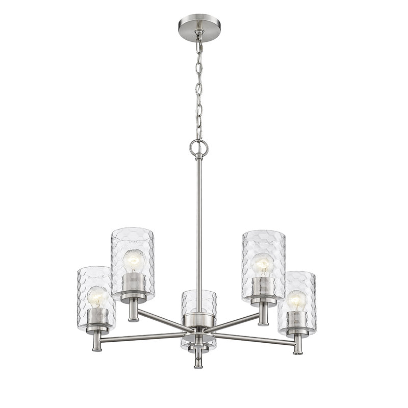 5 - Light Dimmable Classic / Traditional Chandelier, Brushed Nickel