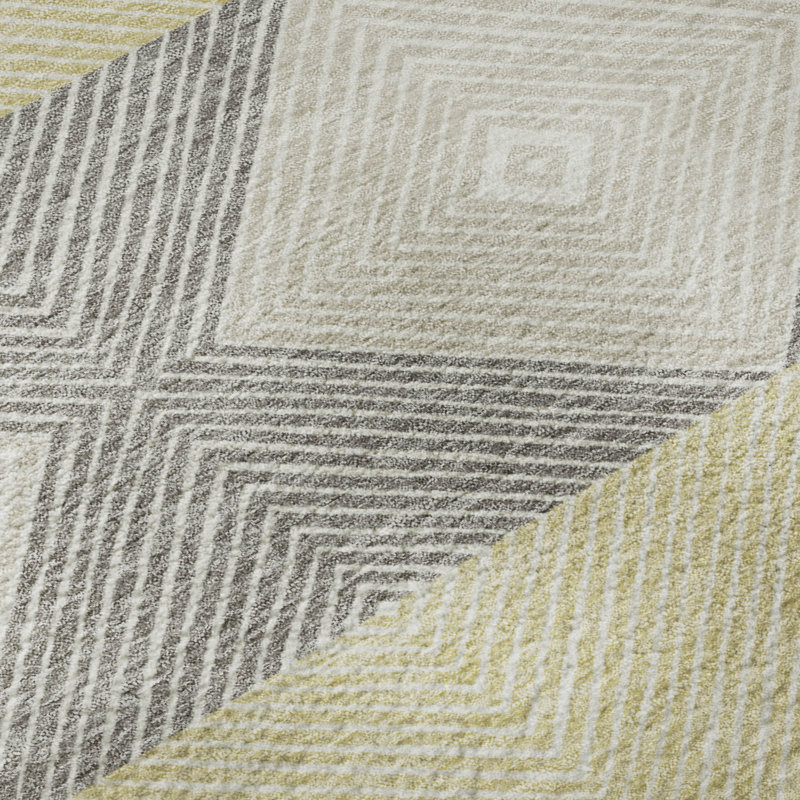 Tapis géométrique Premium lavable à la machine Villers, Ivoire ivoire, 3 pi x 5 pi