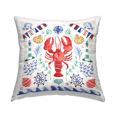 Coussin Nautical Lobster Beach Wave
