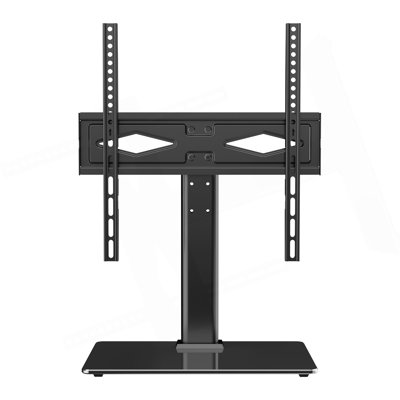 Support pour meuble télé, meuble télé pivotant universel pour téléviseur de 32 à 55 pouces, meuble télé portatif à hauteur réglable avec base en verre trempé