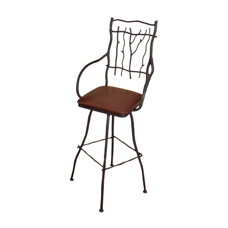 Swivel Upholstered Counter Stool with Metal Frame