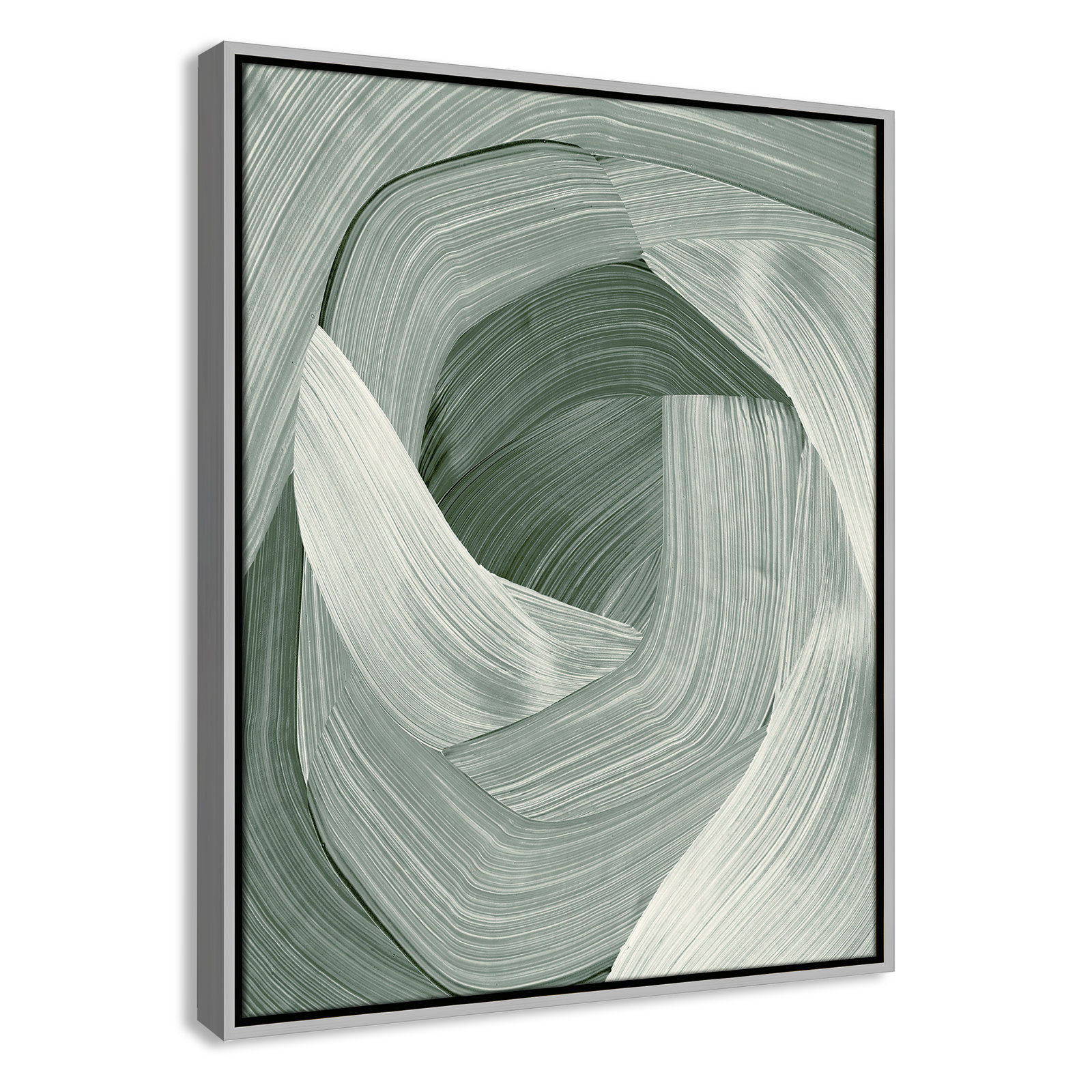 Enriched Emerald - Floater Frame Graphic Art Print on Canvas, Silver , 29.5" H x 23.5" W