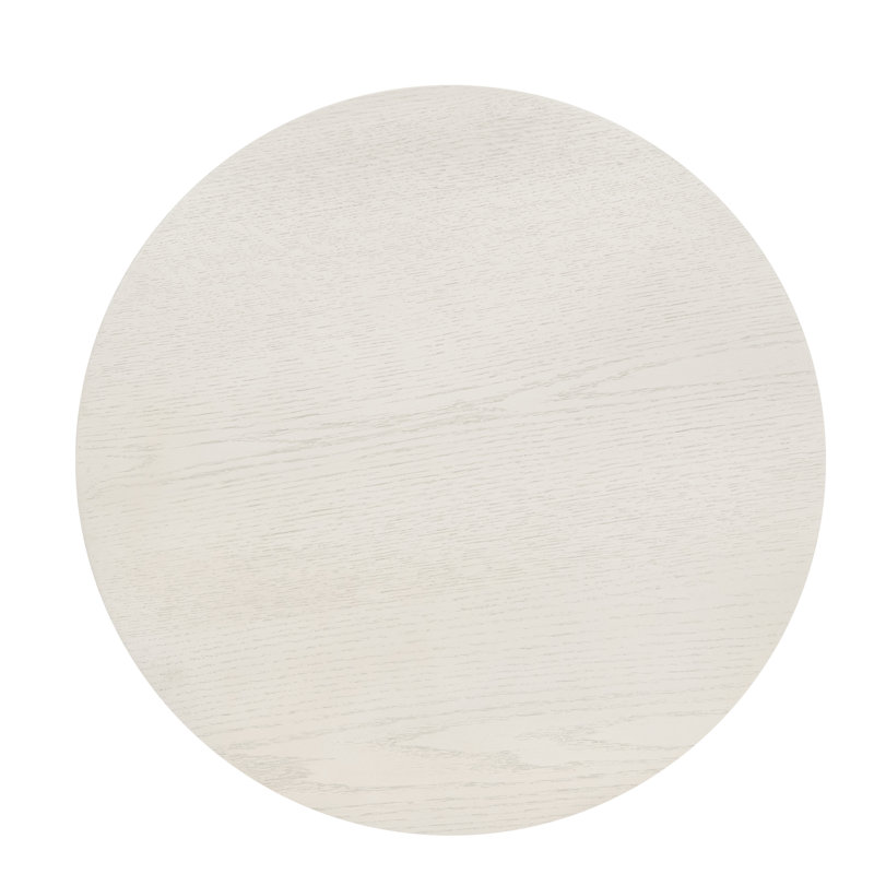 Lindsay 20" Whitewash Round Oak Veneer End Table with Black Metal Base