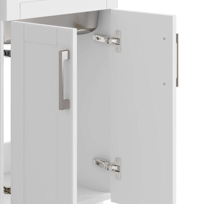 White 20 Inch Laundry Cabinet with Stainless Steel Sink and Faucet