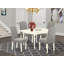 Cet ensemble de salle à manger 5 pièces comprend une table de salle à manger rectangulaire avec Dropleaf et 4 chaises rembourrées en similicuir flamant rose, blanc lin-109975700-109975702-106903168