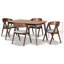 Ensemble de salle à manger 5 pièces Whisper en tissu gris et bois brun, H 29,24 po x l 58,85 po x P 35,24 po