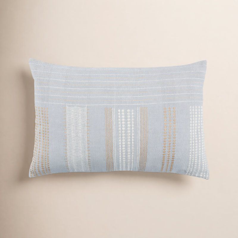 Handmade Tribal Lumbar Pillow Cover and Insert, Gray, Pillow Cover Only - No Insert