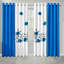 Ensemble de 9 pièces en microfibre bleu cyan à motif floral comprenant un couvre-lit, 2 taies d'oreiller et 6 panneaux de rideaux à œillets filtrant la lumière.-129255426