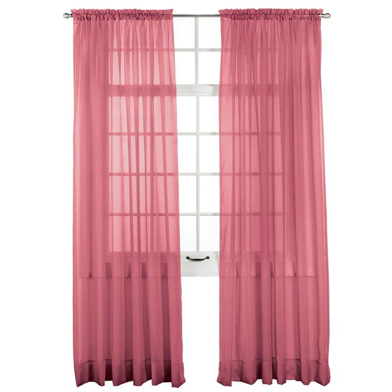 Claret Sheer Polyester Rod Pocket Window Curtain Panel