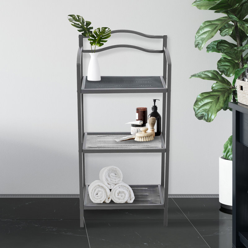 3-Tier Metal Bathroom Storage Shelf Grey, Grey