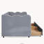 Lit de jour simple en vichy avec deux tiroirs de rangement, port USB et conception en forme de vague, tissu en lin-443375202-443375231-443375203