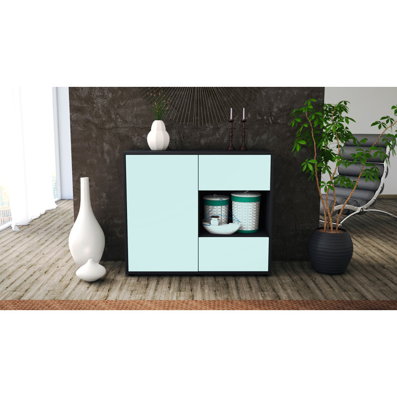 Quebec 92cm Sideboard, Anthracite/Light blue
