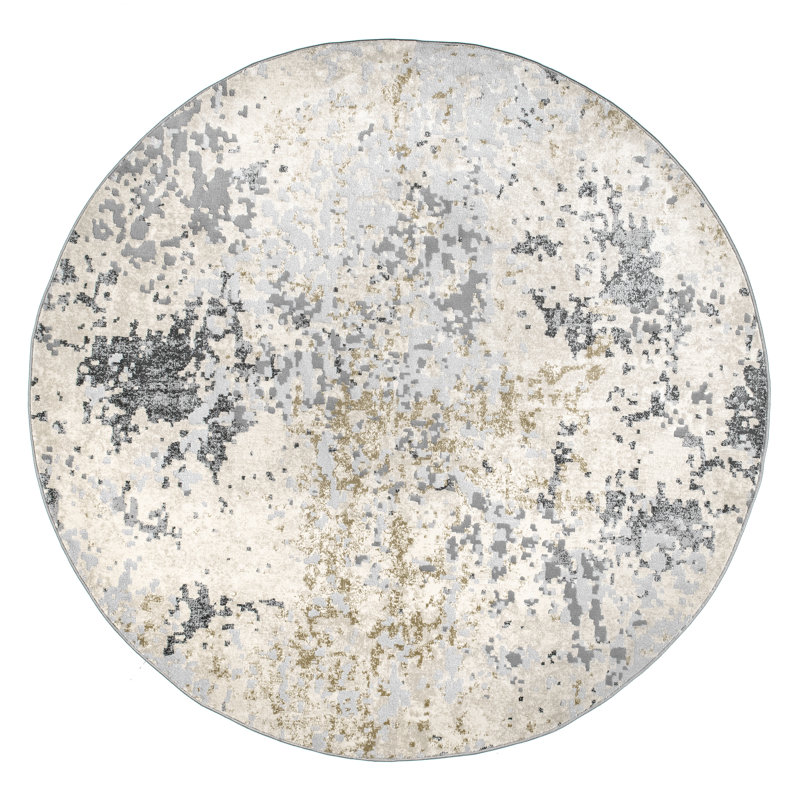 Tapis beige moderne tissé à la machine, Rond 6 pi