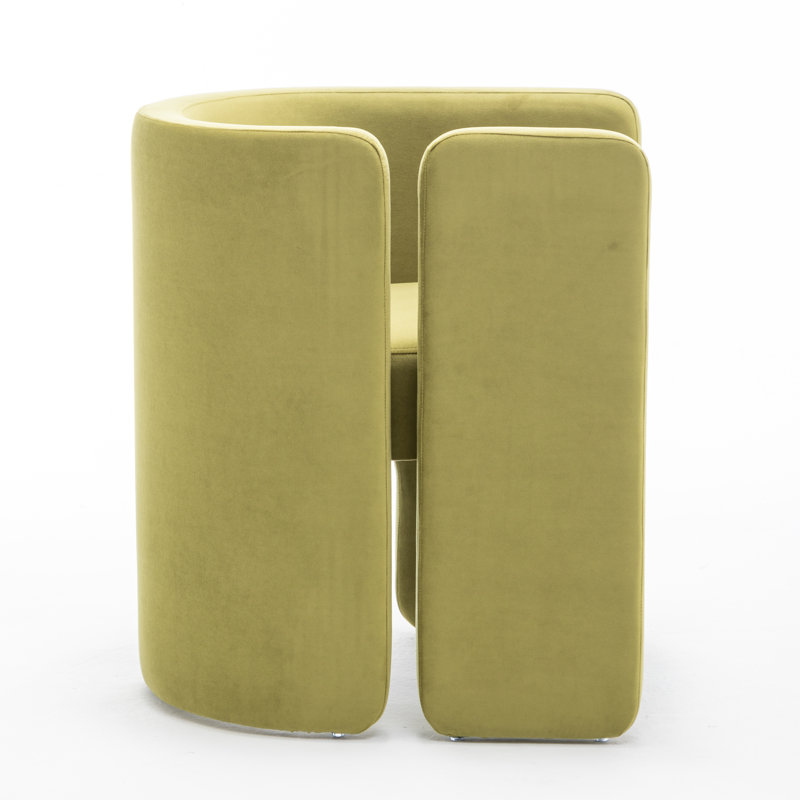 Modern Upholstered Barrel Dining Chairs, 4, Green