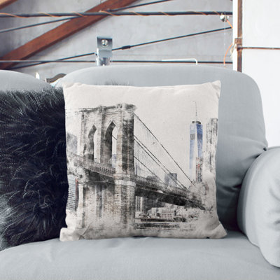Brooklyn Bridge in New York Cushion with Filling