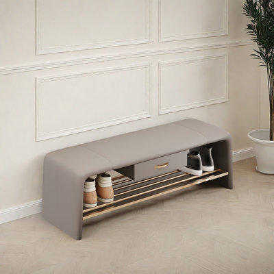 31.5in Leather Shoe Bench