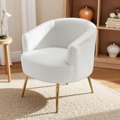 Velvet and Teddy Fabric Accent Chair With Metal Legs