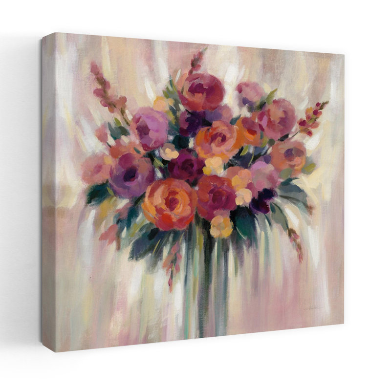 Art contemporain bouquet d'automne avec bouquets de fleurs, H 18 po x l 18 po