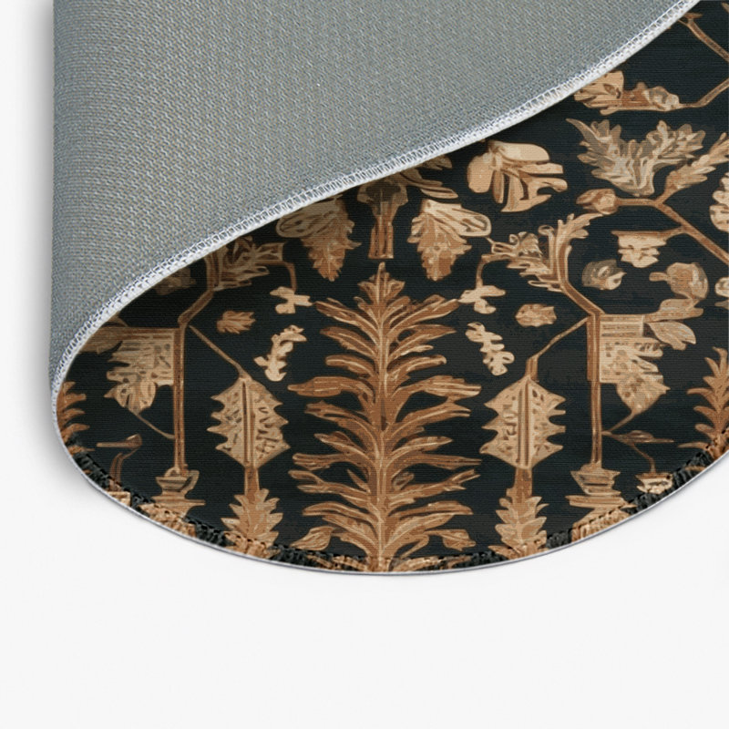 Tapis turc intérieur et extérieur brun, Rond 5 pi
