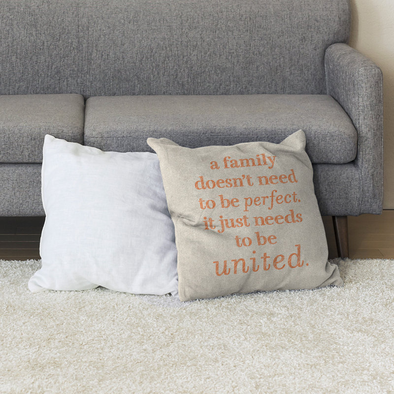 Coussin de sol Family Love, Blanc / Orange, 40 po x 40 po