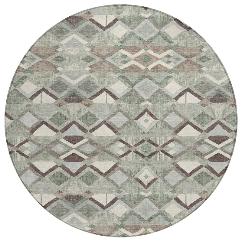 Tapis rond 8 po Sage And Off White