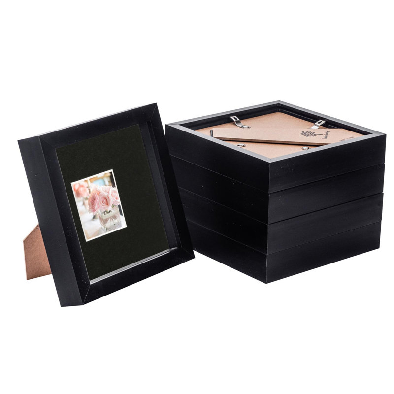 Shadow Box Picture Frame, 12.5cm H x 12.5cm W x 3.5cm D, Black/Black