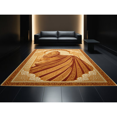 Tapis oriental traditionnel brun / beige Pittman Gilgamesh lavable à la machine