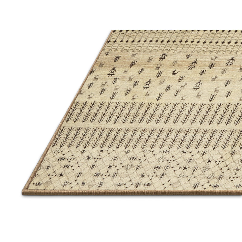 Tapis beige/noir contemporain, Rectangle 2 pi x 5 pi
