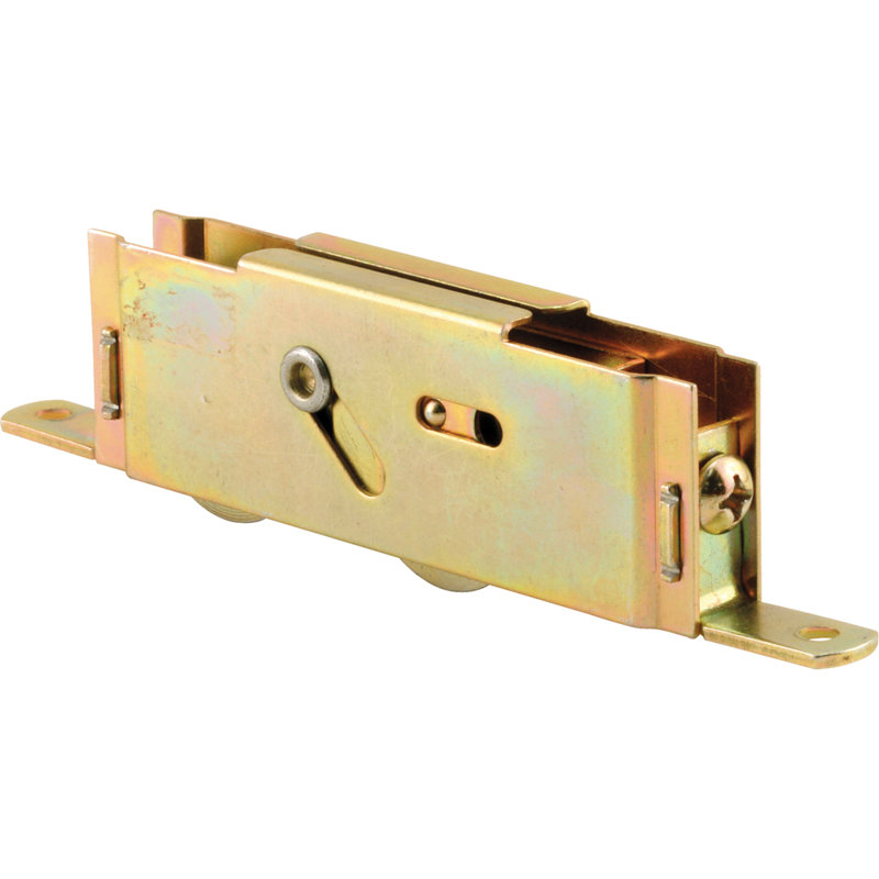 Steel Tandem Sliding Door Roller Assembly with 1-1/4 Inch Ball Bearing Rollers, End Adjustment, Yellow Zinc Finish (Single Pack)