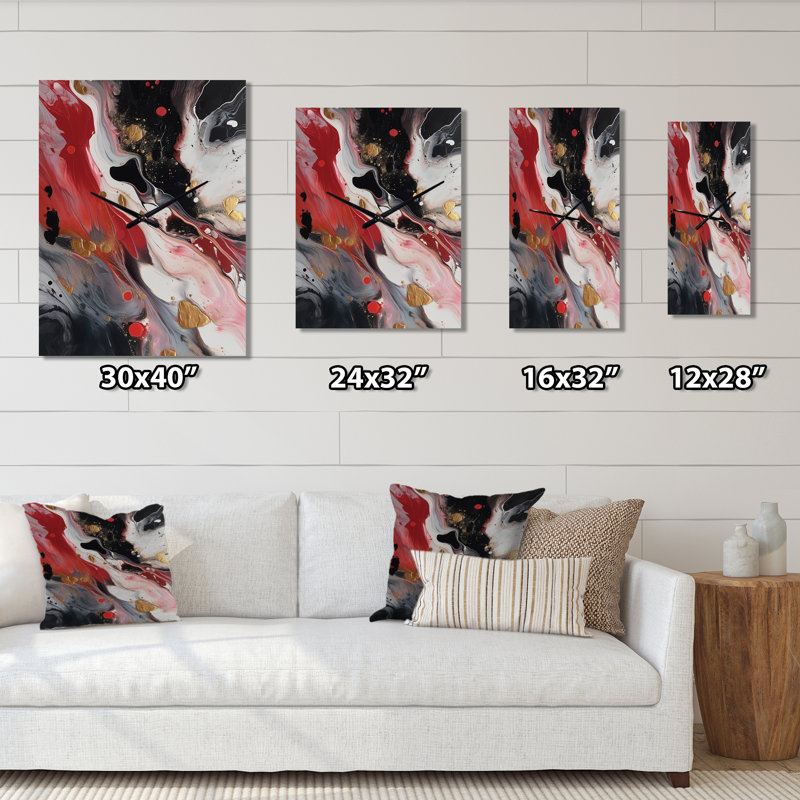 Jakeira - Très grandes horloges murales en marbre abstrait, H 40 po x l 30 po x P 1 po