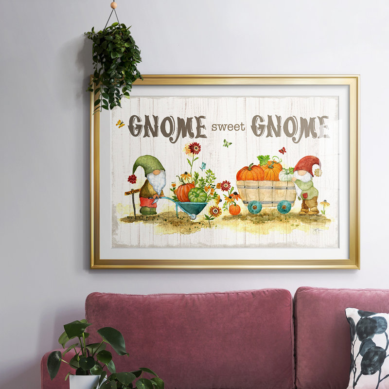 Gnome Sweet Gnome, reproduction d'art encadrée, Or, H 15 po x l 21 po x P 1,5 po