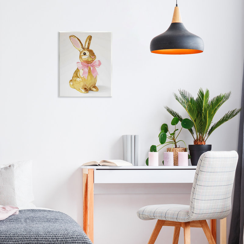 Plaque de lapin de Pâques doré avec ruban, design par The Prints Vibe
