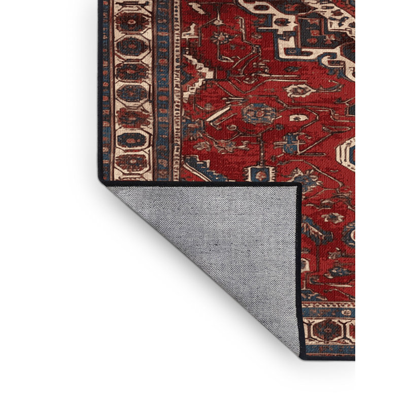 Tapis persan noir lavable à la machine, Carré 5 pi