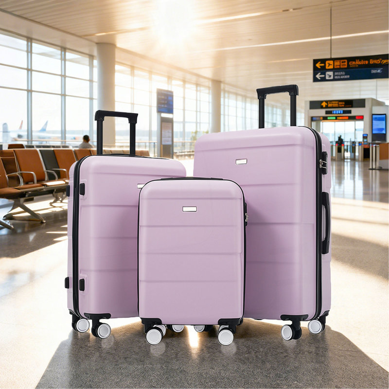 Valise à roulettes doubles 3 pièces Hardshell, Pink Purple