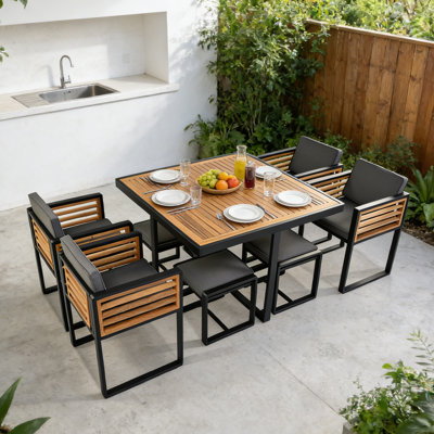 9-Piece Acacia Wood 8-Person Patio Dining Set