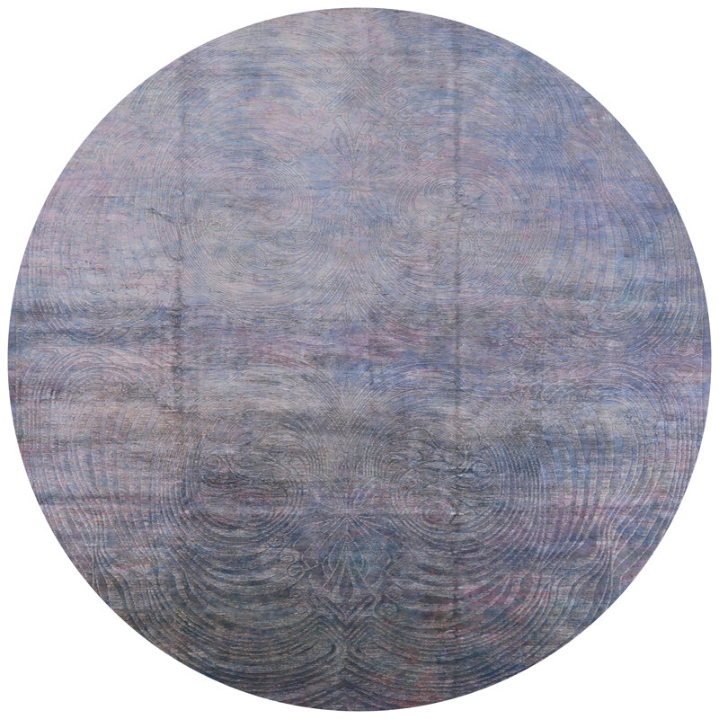 Tapis abstrait bleu, Rond 3 pi