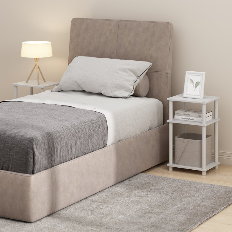 34.04cm W Bedside Table, White, White
