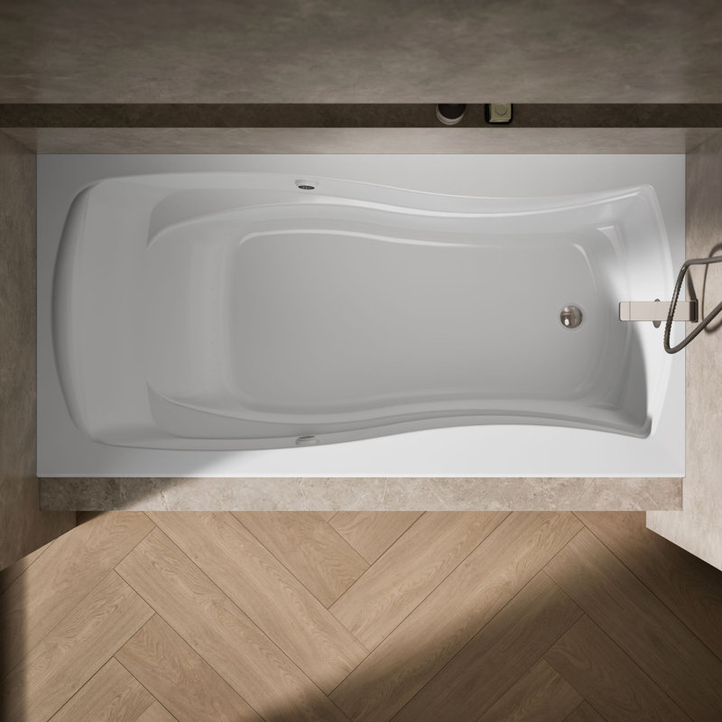 Mariposa® 72" x 36" Alcove/Tile In Air Acrylic Bathtub, White, Right