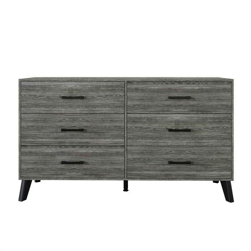 Jeweldine 6 Drawer 52.56" W Double Dresser, Dark Gray