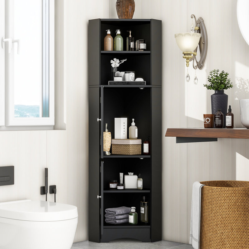 Freestanding Linen Cabinet, Black