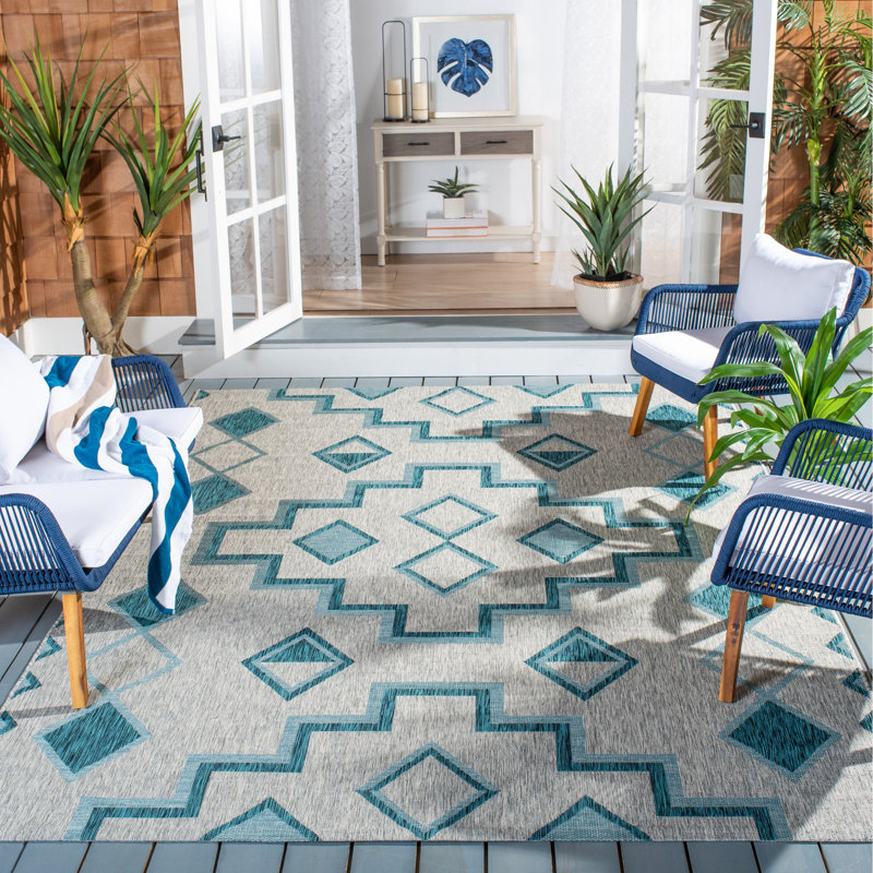 Amarien Geometric Indoor/Outdoor Area Rug, Rectangle 8' x 11'