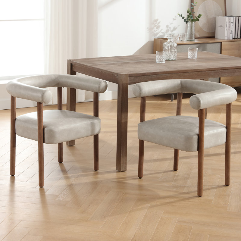 Deizel Solid Back Side Chair, Light Gray/Brown