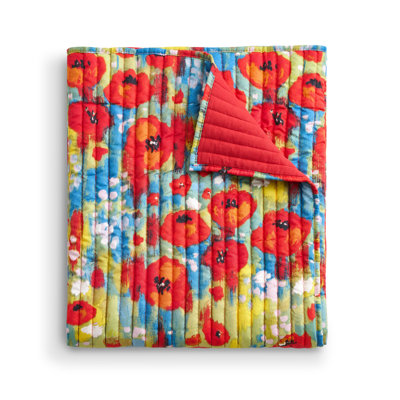 Jeté Greenland Home Fashions Poppies - 50 po x 60 po à motif floral en microfibre avec dossier en coton et bourre en polyester
