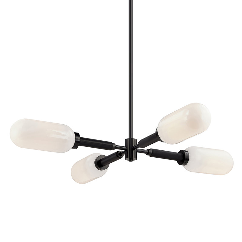 Lustre linéaire moderne 4 lumières spoutnik Annex, Noir anodisé