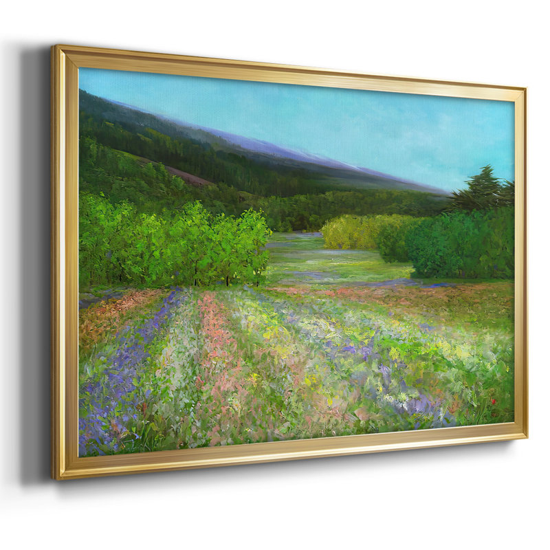 Printemps encadré sur toile, H 26 po x l 38 po x P 1,5 po, Or
