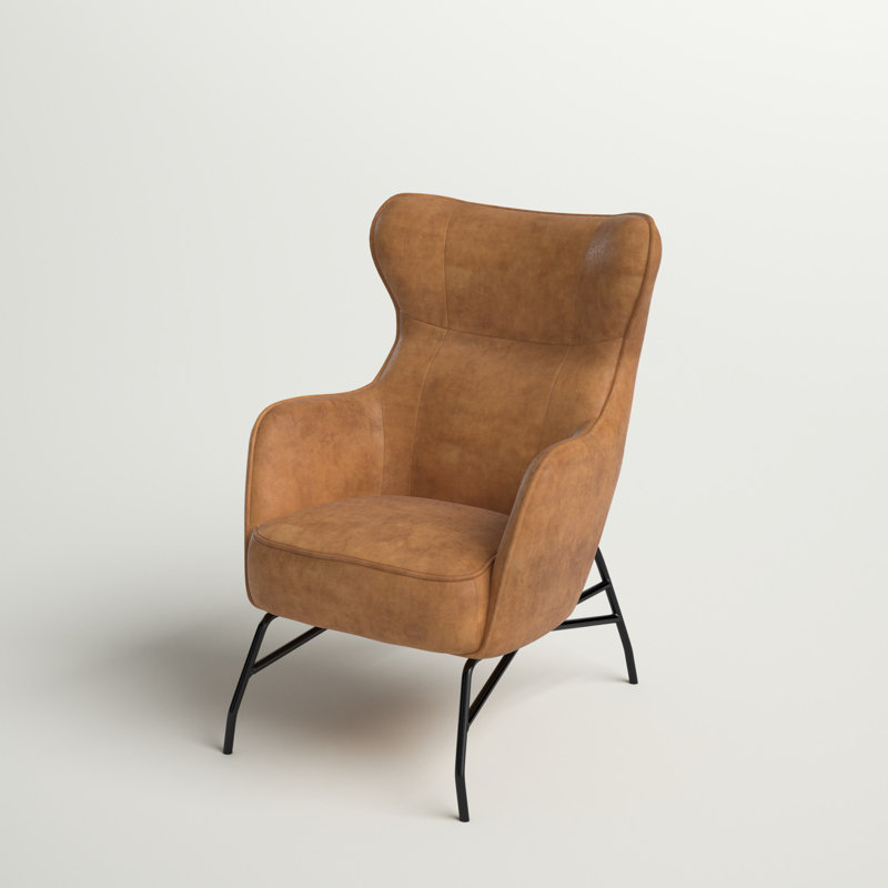 Colm Faux Leather Wingback Chair, Tan