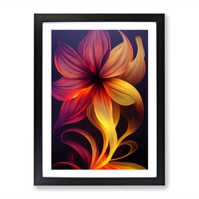 Flower Abstract No.1 - Wrapped Canvas Print, 64cm H x 46cm W x 2cm D, Black Framed