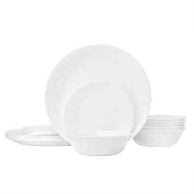 Corelle Livingware Black and White Dining Round Plate 16piece