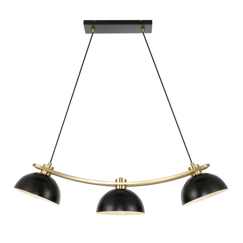 Luminaire suspendu 3 lumières, doré, Noir, Noir